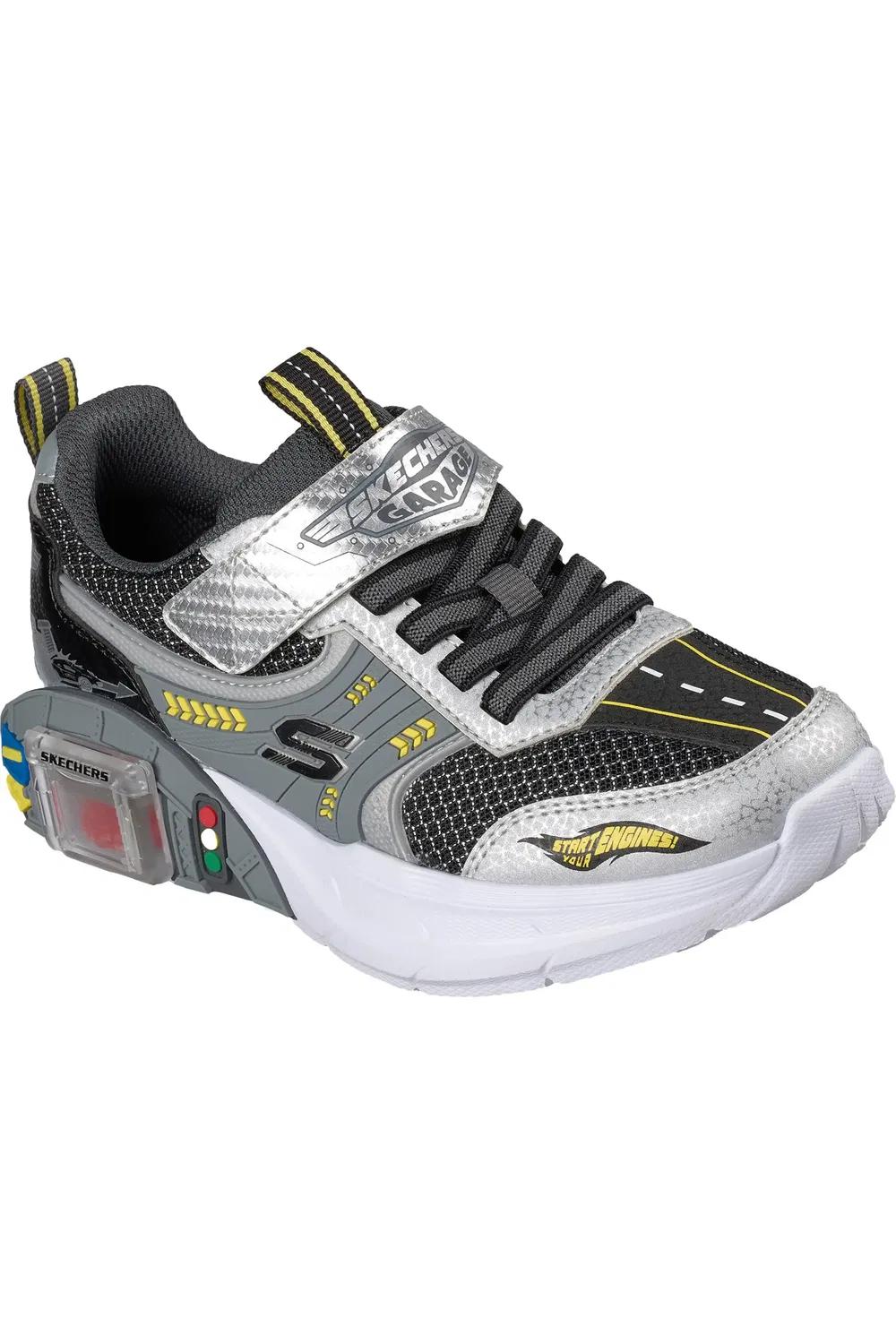 Детские кроссовки спортивные с машинками Garage SKECHERS, Slbk-Silve