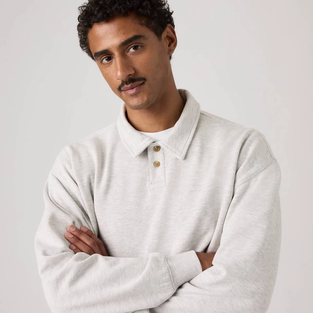 Толстовка для регби Leo Levi's, Light Gray Heather Bros - White — фото 2