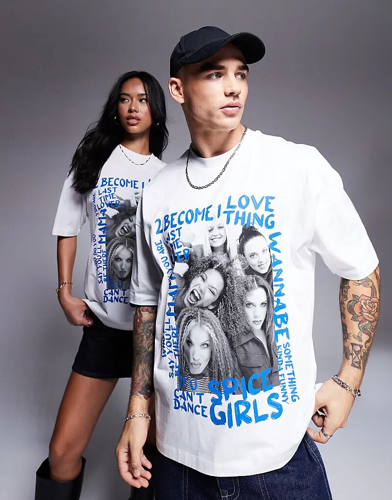

Футболка унисекс оверсайз с лицензией и принтом Spice Girls белого цвета ASOS DESIGN