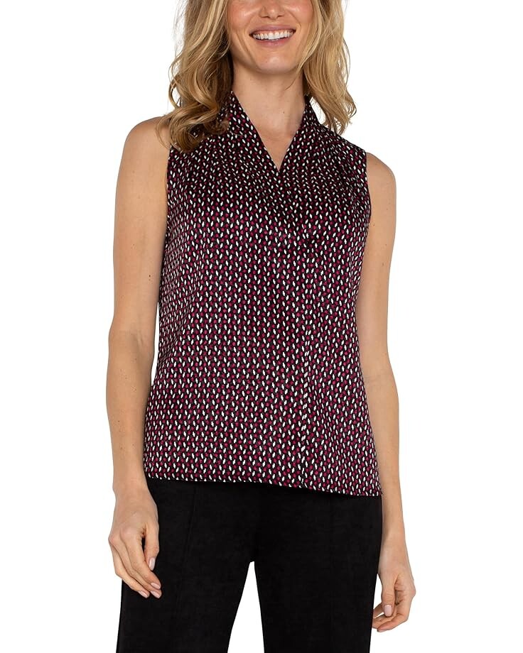 

Рубашка Liverpool Los Angeles Sleeveless Pleated Neck Woven Blouse Animal Jacquard Shirting, цвет Star Ruby Dot