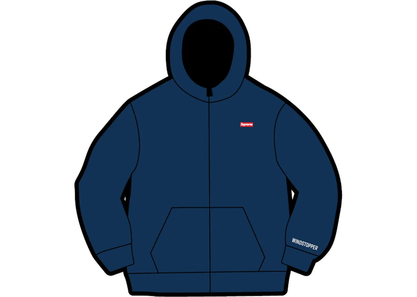 Мужская худи на молнии с капюшоном с принтом Sweatshirt Supreme, Washed Navy