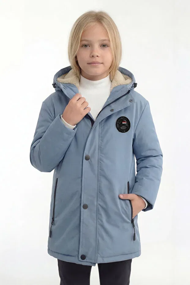 Детское пальто для девочек с капюшоном Qawwa, Blue