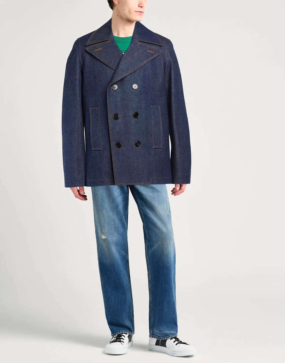 Джинсовая куртка Gucci мужская, с логотипом, синий — фото 2