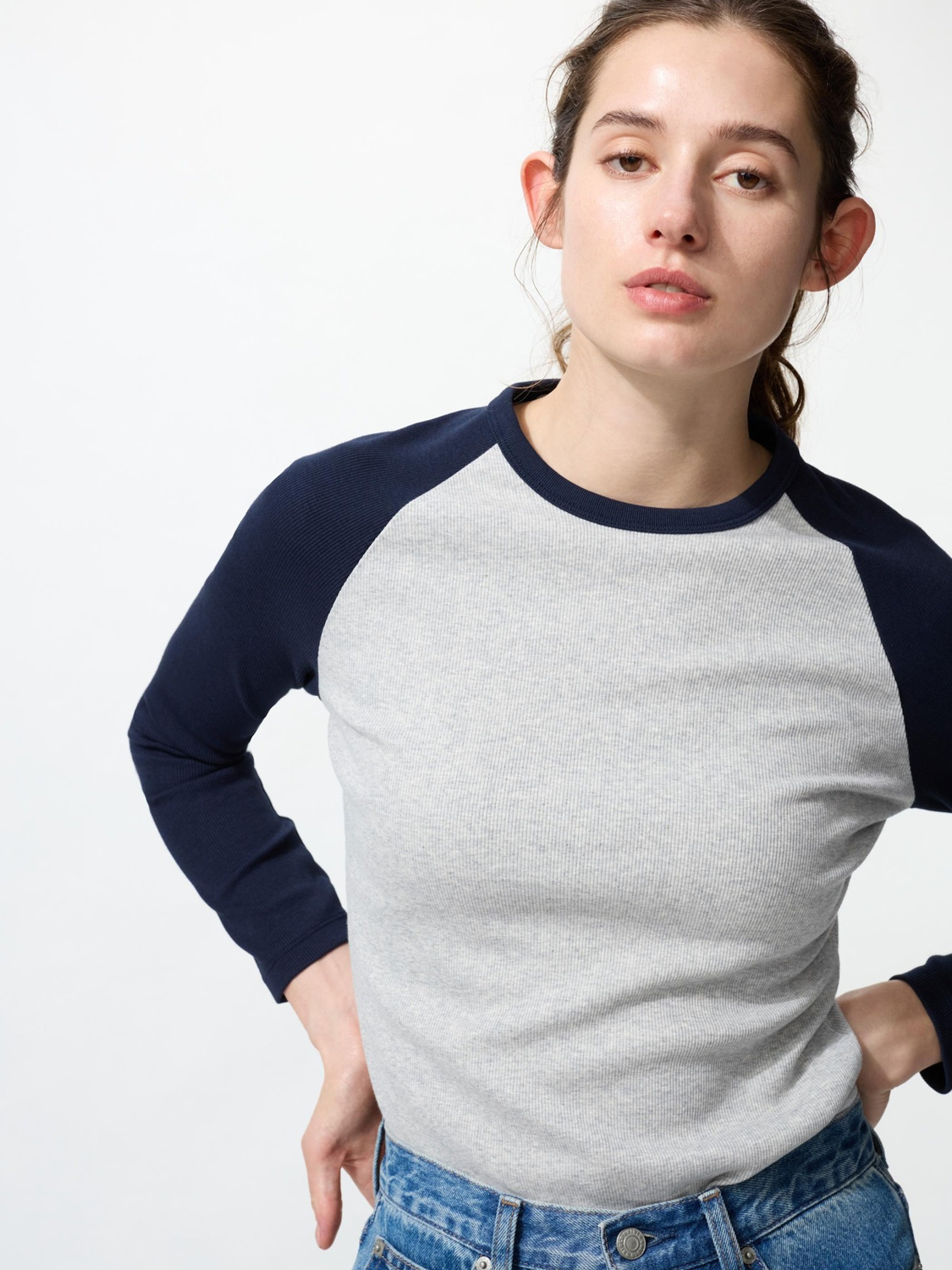 

Лонгслив Uniqlo Soft Ribbed Raglan, 69 темно-синий