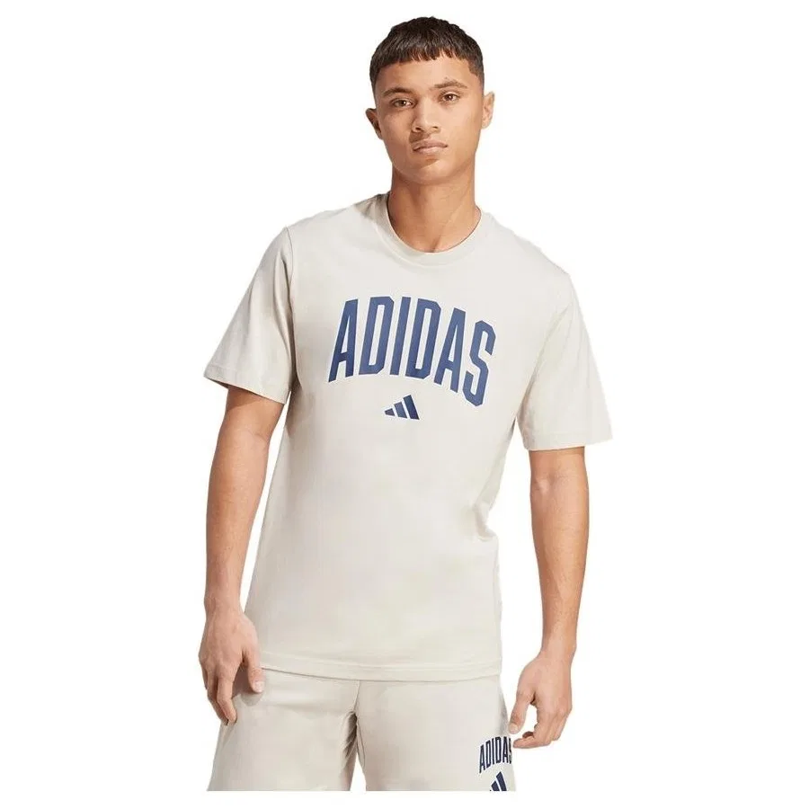 Футболка с принтом Collegiate Lineage adidas, Бежевый — фото 2