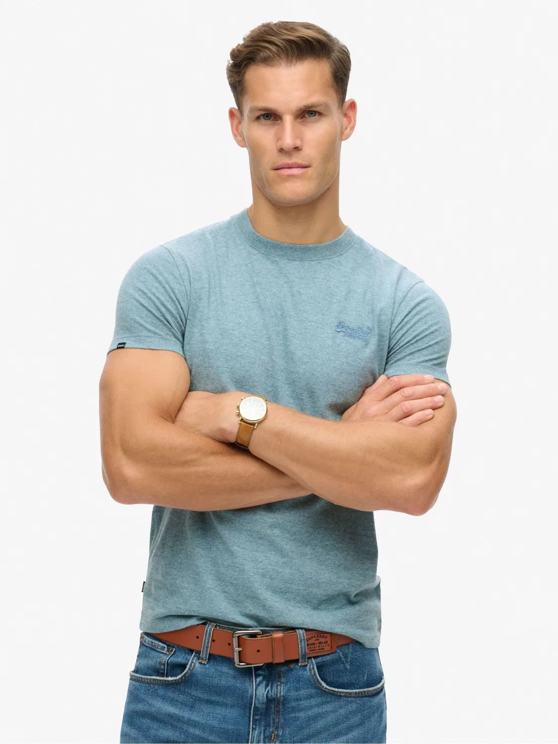 Футболка с вышитым логотипом Superdry Essential, Desert Sky Blue Grit