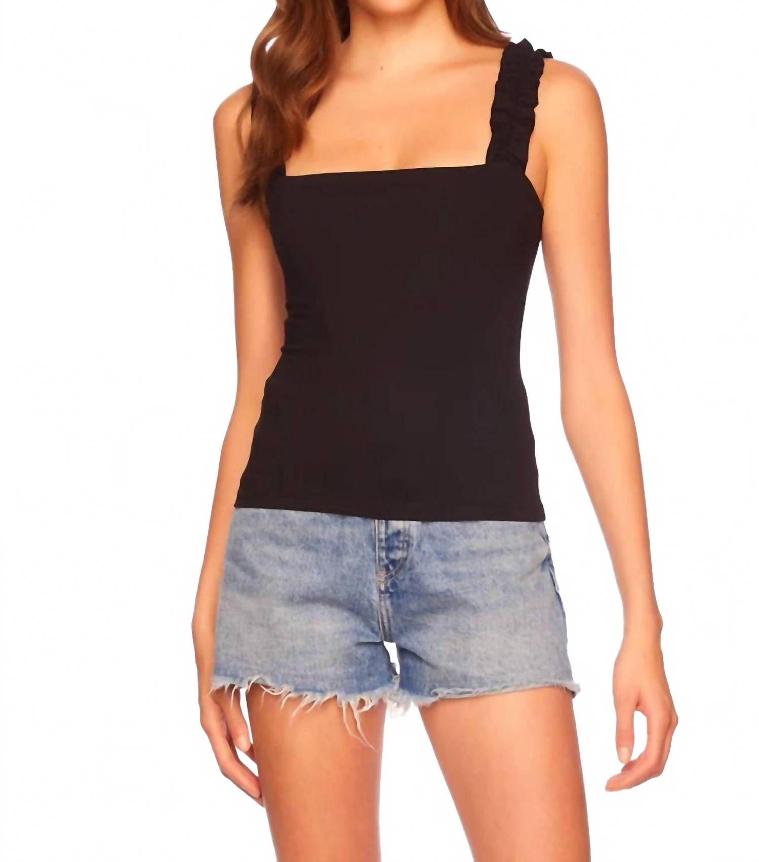 

Топ с рюшами на бретелях, черный Susana Monaco, черный