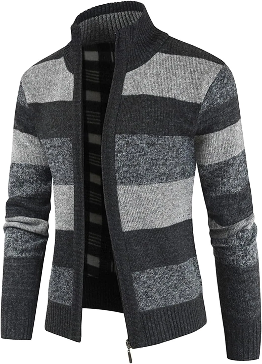 

Мужской вязаный кардиган с молнией, утепленный, slim fit SWJGLITTR