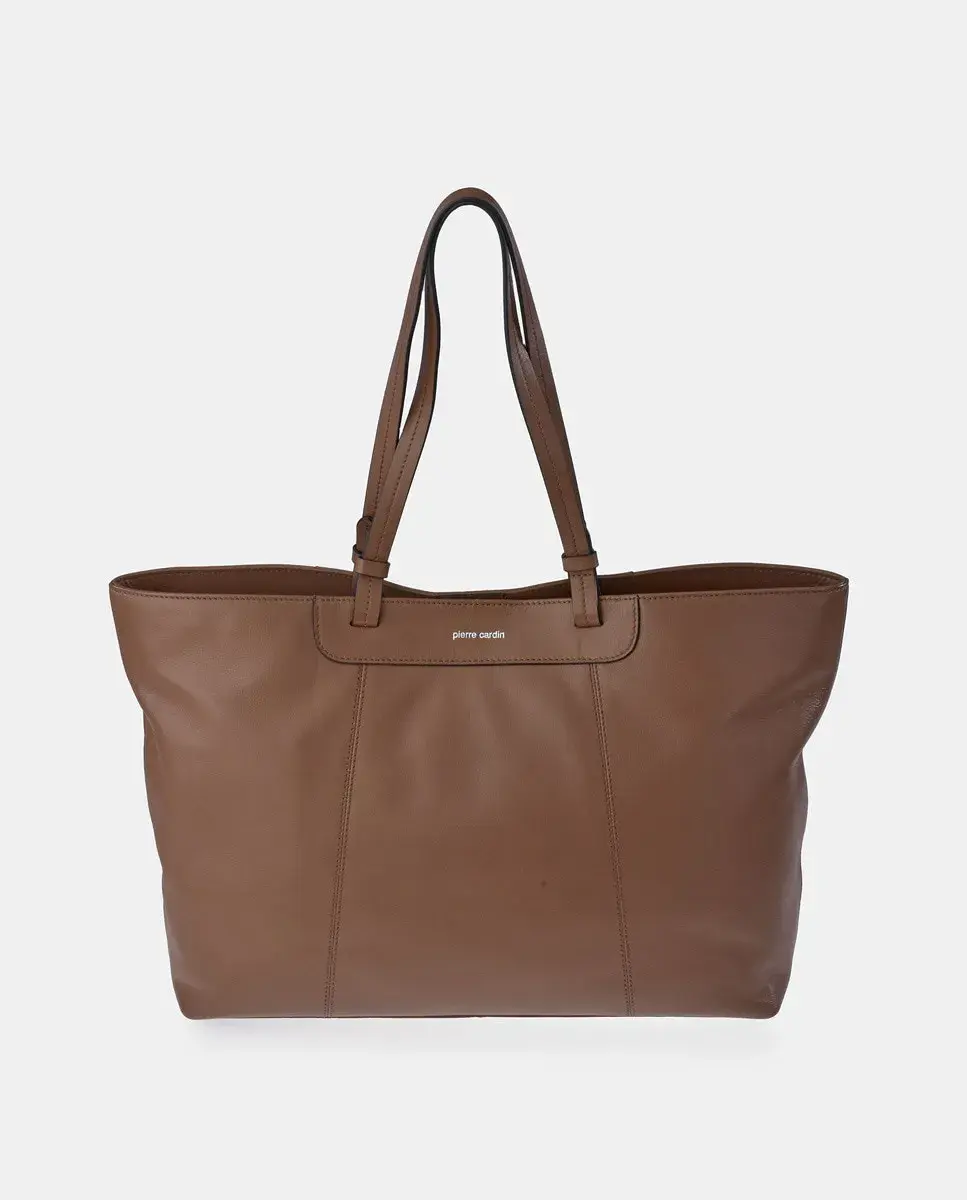 

Черная кожаная сумка-шоппер Pierre Cardin