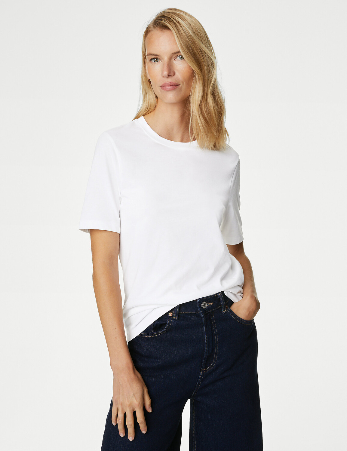 

Футболка на каждый день из чистого хлопка Marks & Spencer, белый