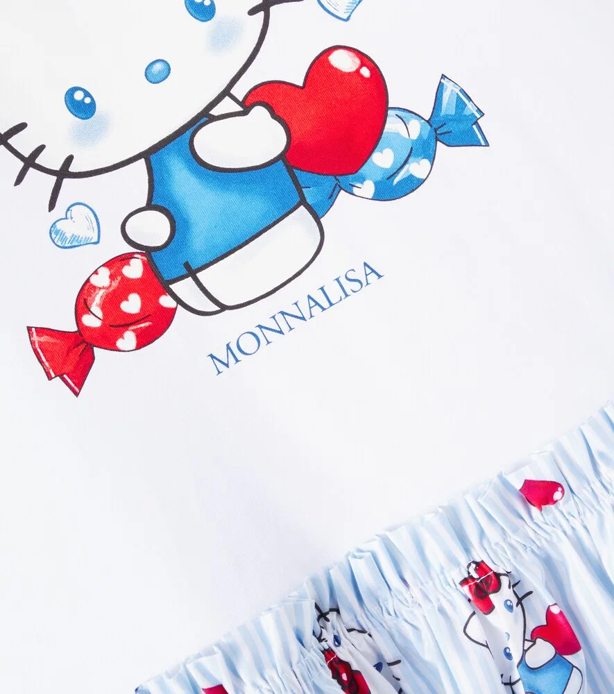 Платье из хлопкового трикотажа Hello Kitty Monnalisa, мультиколор — фото 3