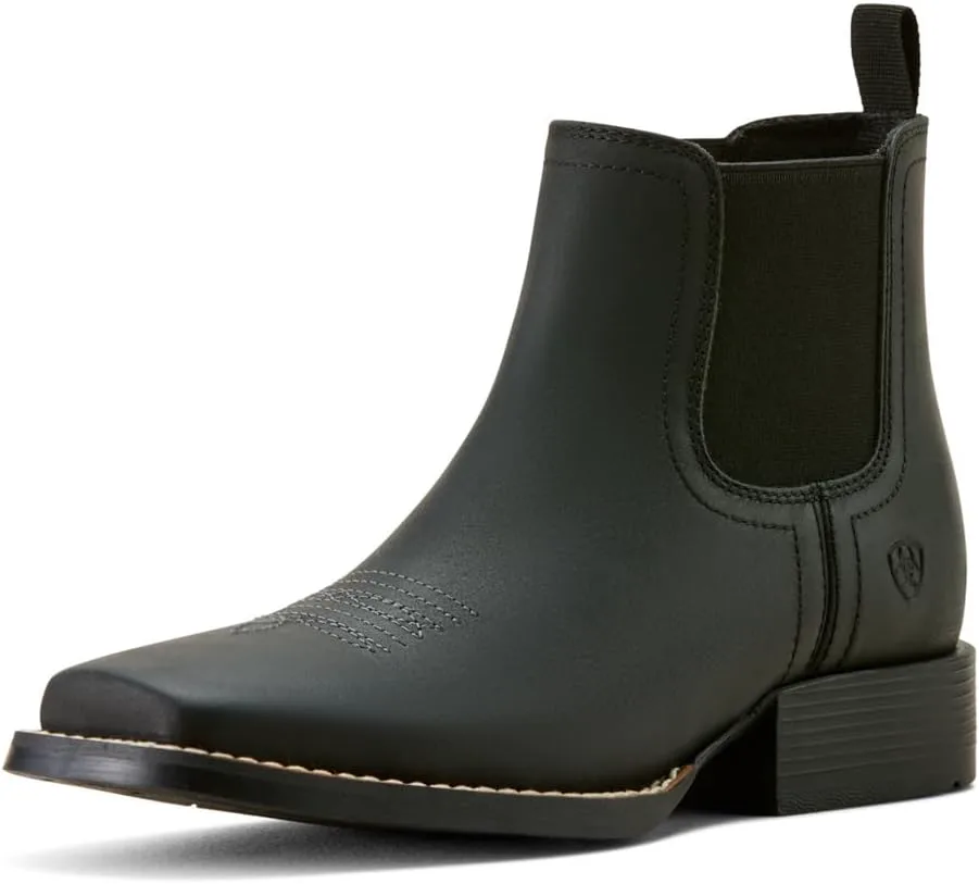 Мужские вестерн-бежи ARIAT Booker Chelsea с широким квадратным носком, черный