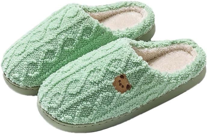 

Женские и мужские вязаные шерстяные домашние тапочки с мягким флисом и ортопедической подошвой, противоскользящие Jaderich, зеленый