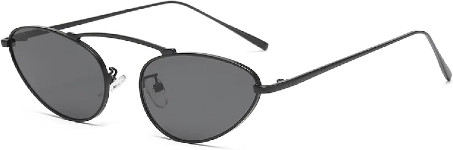 

Солнцезащитные очки с защитой от УФ-излучения UV400 | Треугольная оправа «кошачий глаз» из металла, овальная форма | Для женщин и мужчин, для занятий спортом на открытом воздухе и вождения DSVIGF, Black Grey