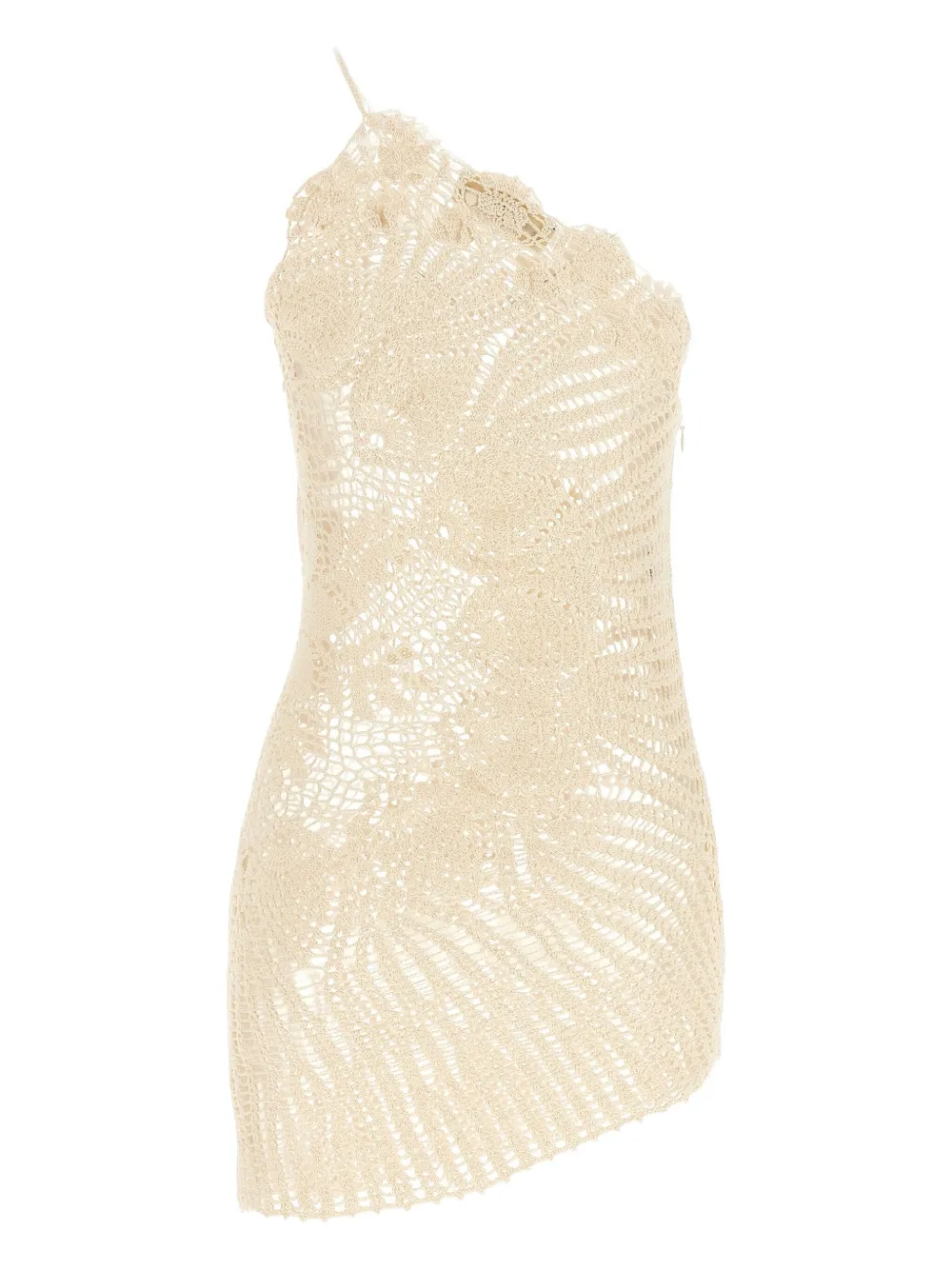 

Платье на одно плечо в технике кроше Magda Butrym, нейтральный