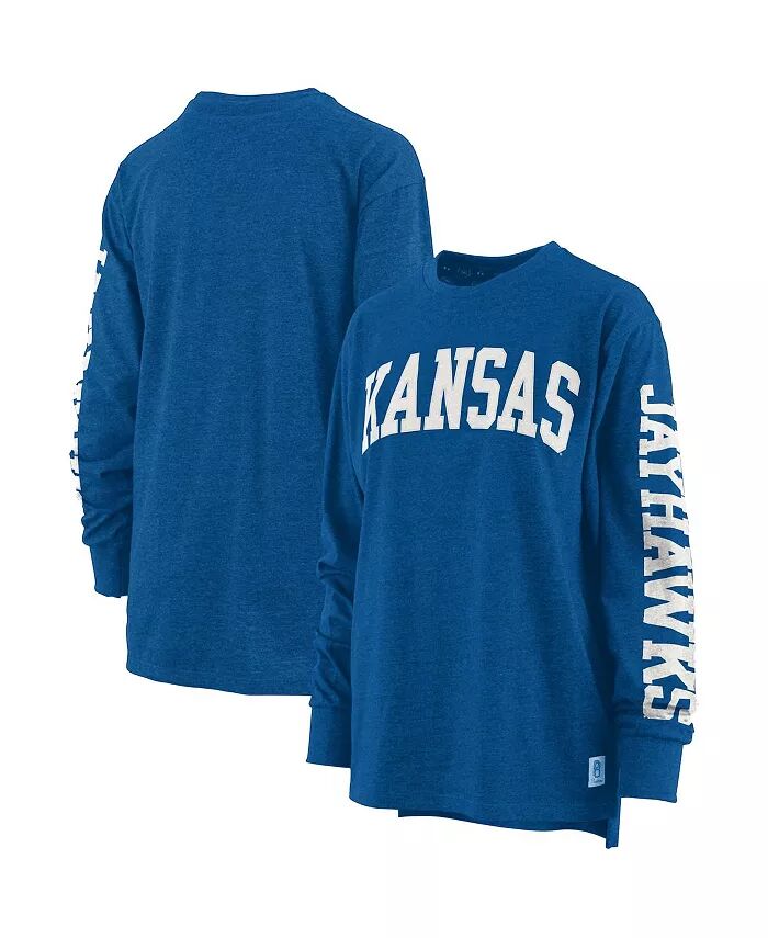 

Женская футболка с длинным рукавом Royal Kansas Jayhawks Two-Hit Canyon, цвет меланж Pressbox
