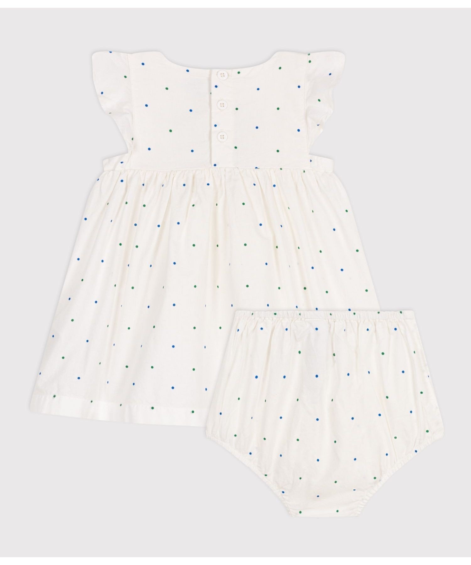 Платье с оборками и панталоны в комплекте PETIT BATEAU, Off-white/multicolor — фото 4