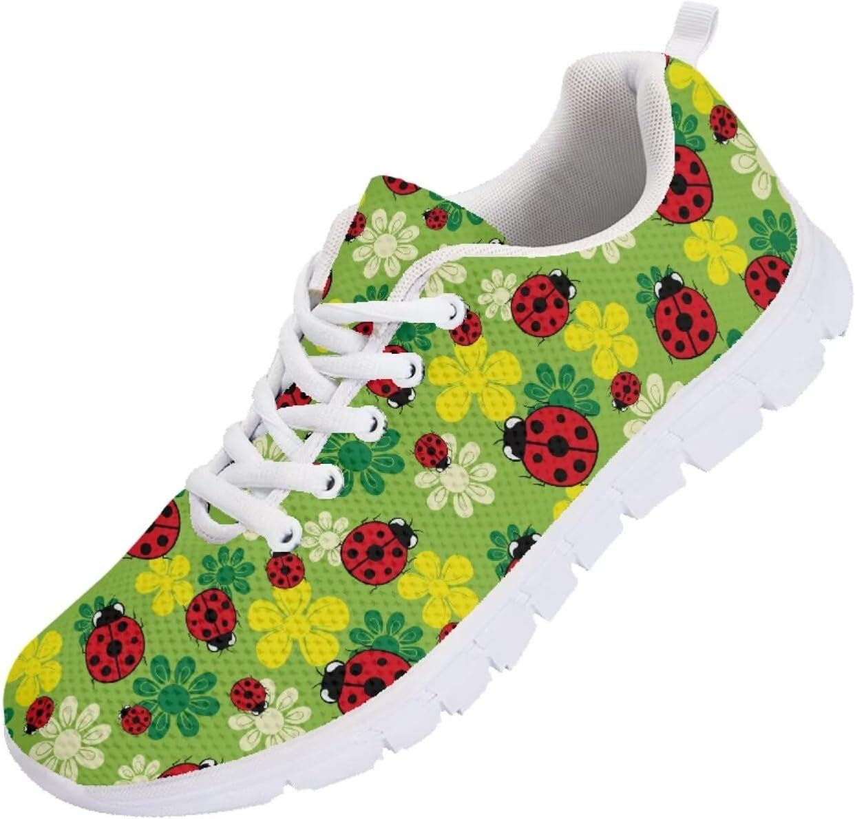

Вышитые кроссовки для женщин и мужчин, теннисные беговые обувь, легкие сетчатые спортивные кроссовки для тренажерного зала с подошвой из ЭВА Getelinseng, Ladybug Leaves
