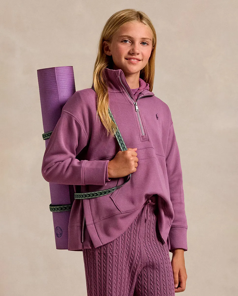 

Розовый свитшот на молнии для девочки Polo Ralph Lauren