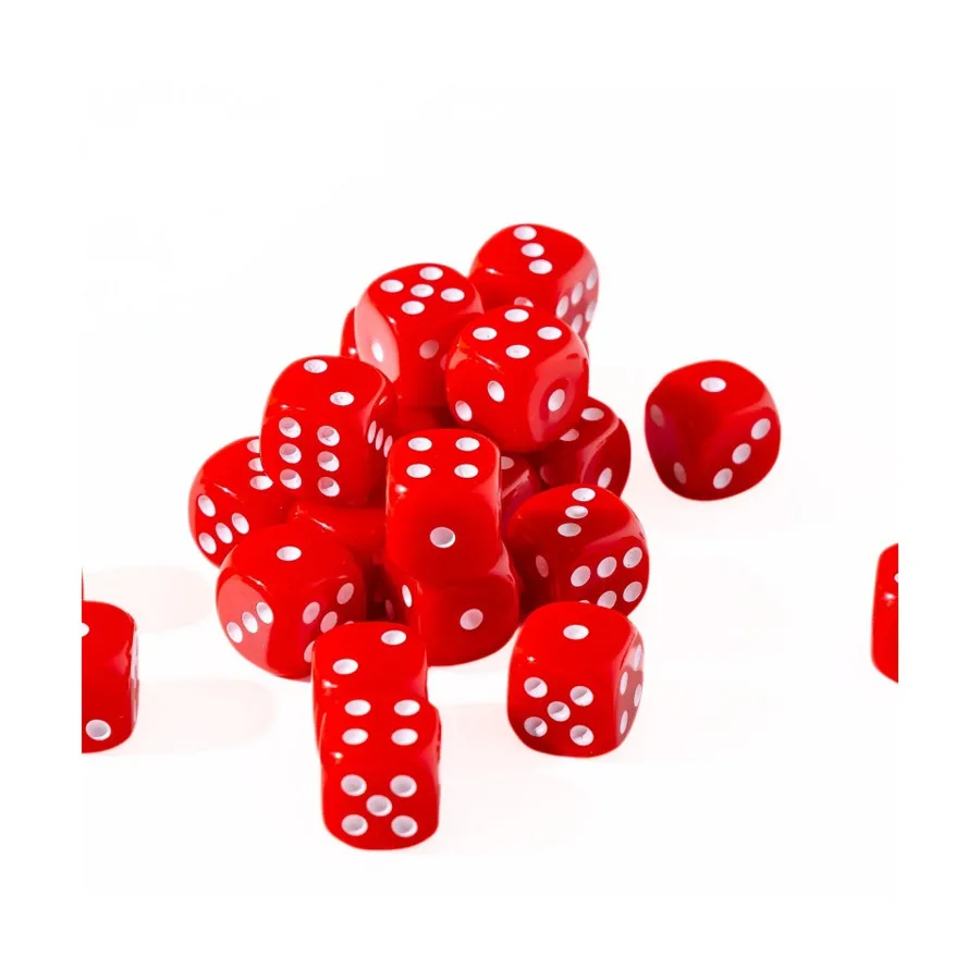 

12 мм d6 непрозрачный красный с белым (25), Dice - 25 Piece D6 Sets (Easy Roller Dice)
