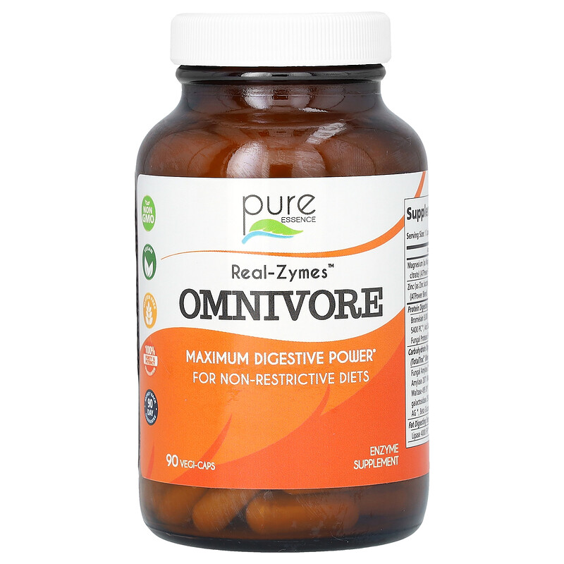 

Pure Essence, Real-Zymes, Omnvore, 90 растительных капсул