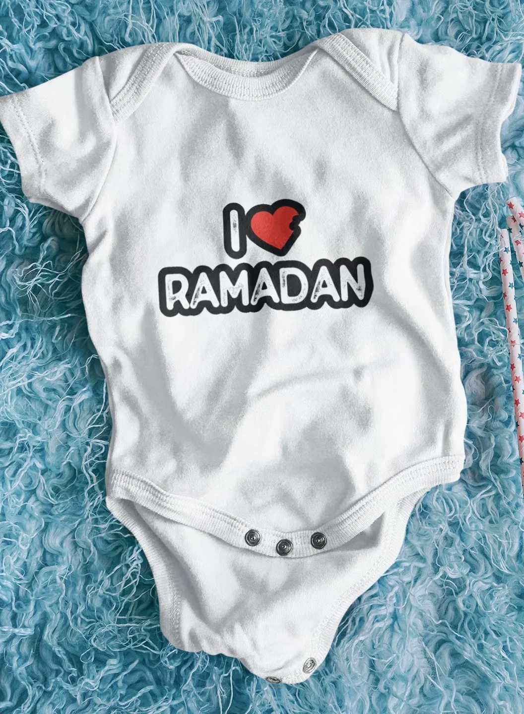 Боди-комбинезон с коротким рукавом I love ramadan Zoom, белый