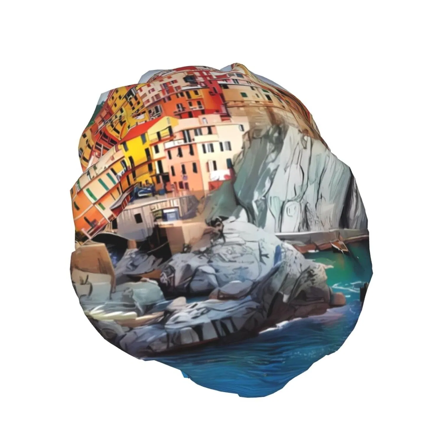 Шапочка для душа с принтом Cinque Terre, JaoXer, двойной слой, многоразовая — фото 2