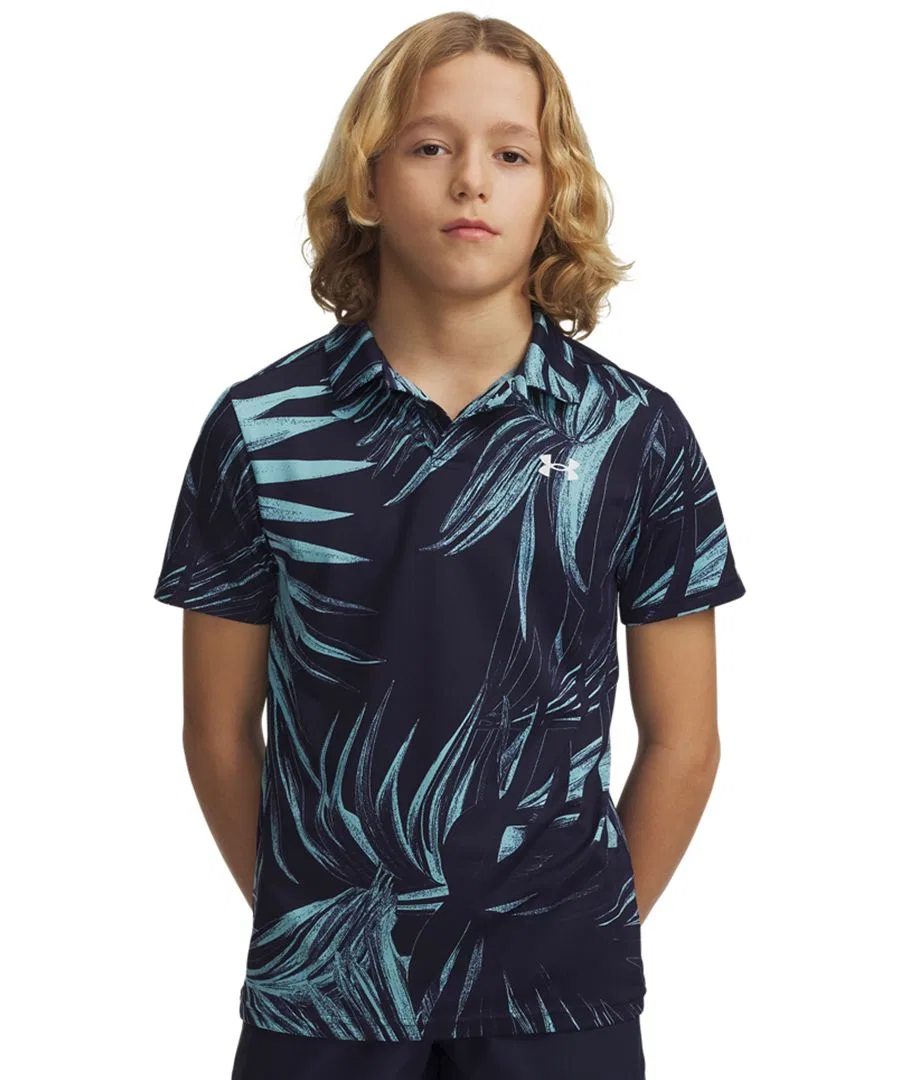 Детская поло-рубашка с принтом Matchplay Printed Two Button Pocket Polo Shirt Under Armour, Midnight Navy