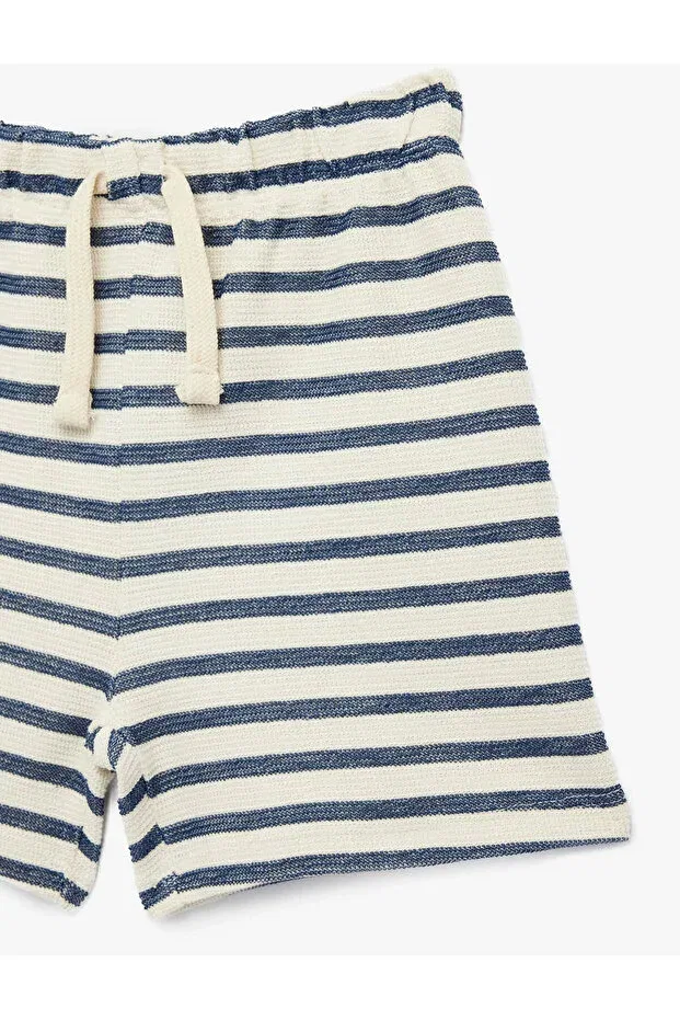 Детские шорты для мальчиков хлопковые Striped Ecru Baby Boy Shorts 6SMB40001TK Koton, Beige — фото 3