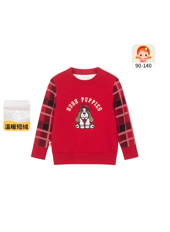 Свитер с принтом собаки и клетчатыми нашивками на рукавах Hush Puppies — фото 2