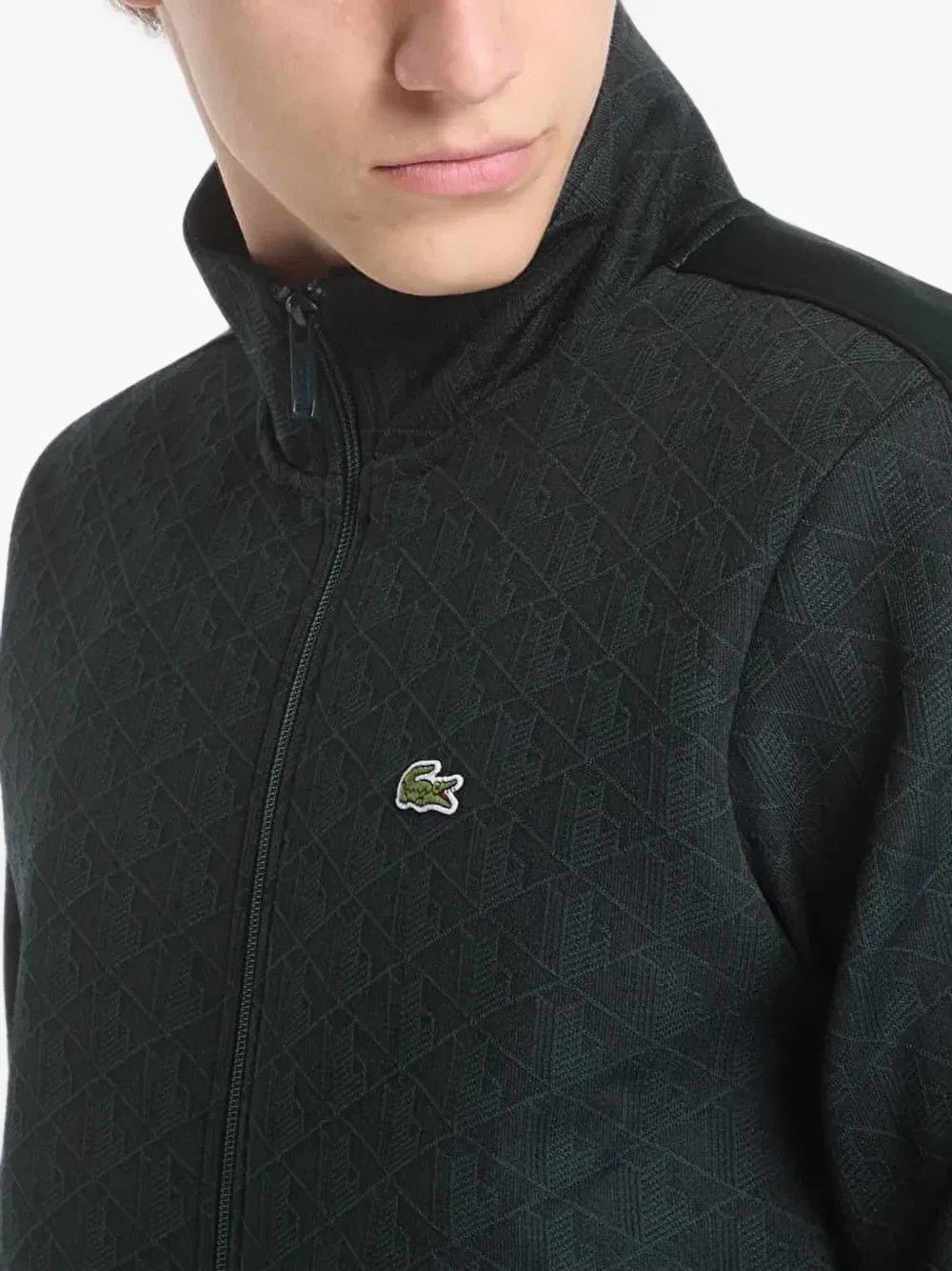 Спортивная кофта на молнии с монограммой-жаккардом Paris Lacoste, зеленый — фото 4