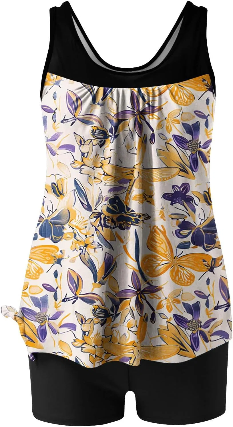 Женский танкини с цветочным принтом Boho Flowy, Yellow — фото 4