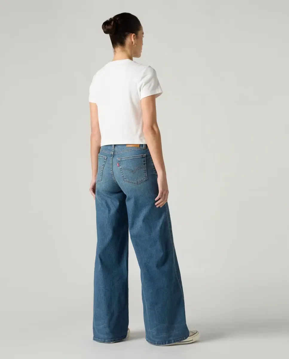 Женские джинсы прямые с завышенной талией High Rise Wide Leg Levi's, Синий — фото 2