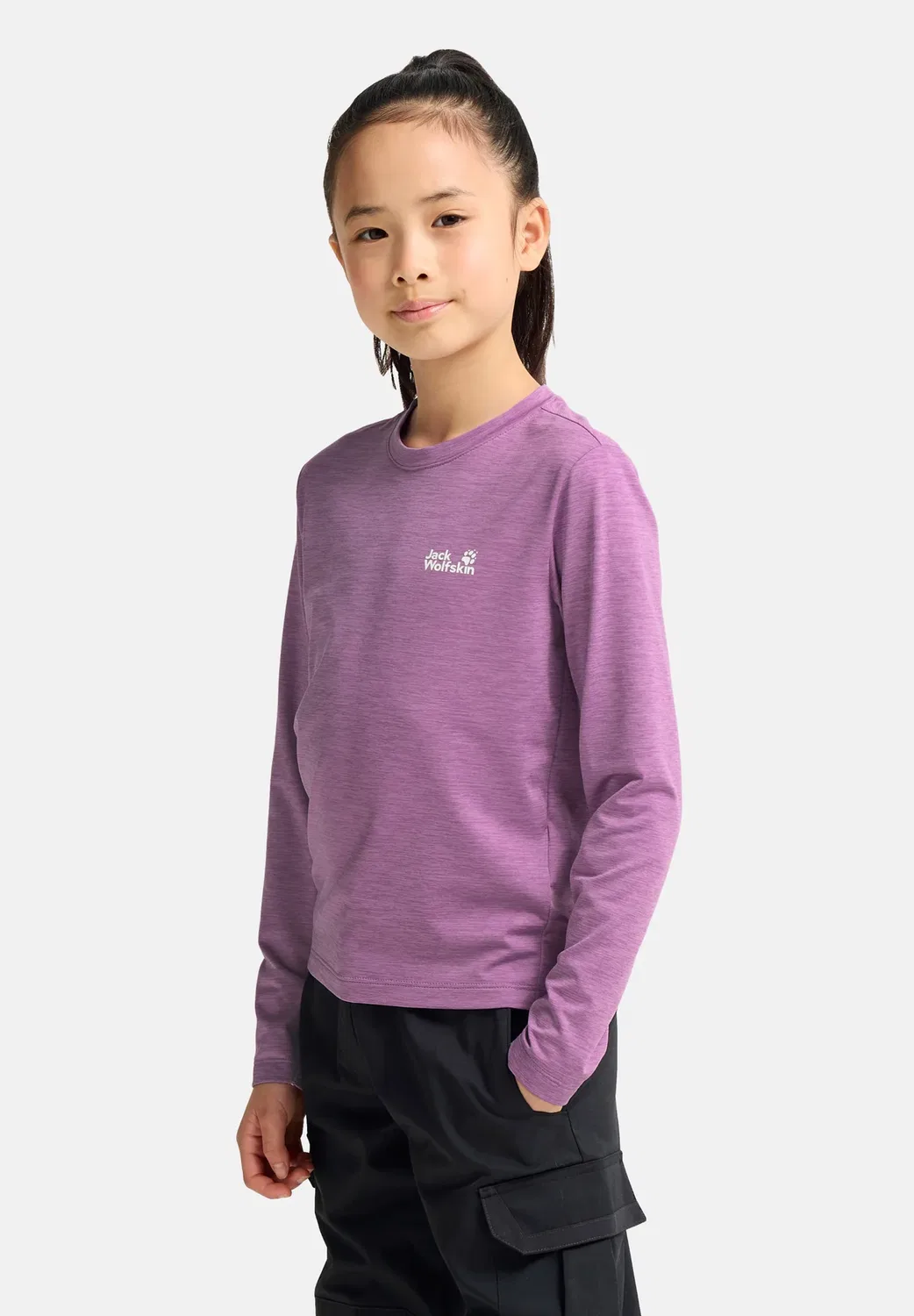 Trail ls k унисекс - футболка с длинными рукавами Jack Wolfskin, Vivid Orchid — фото 2