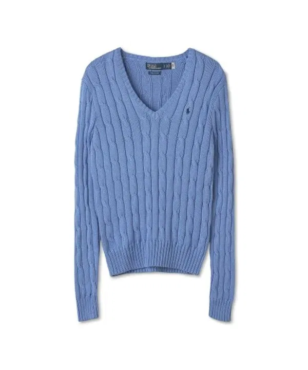 Свитер с v-образным вырезом, хлопковый кабель, Polo Ralph Lauren, синий