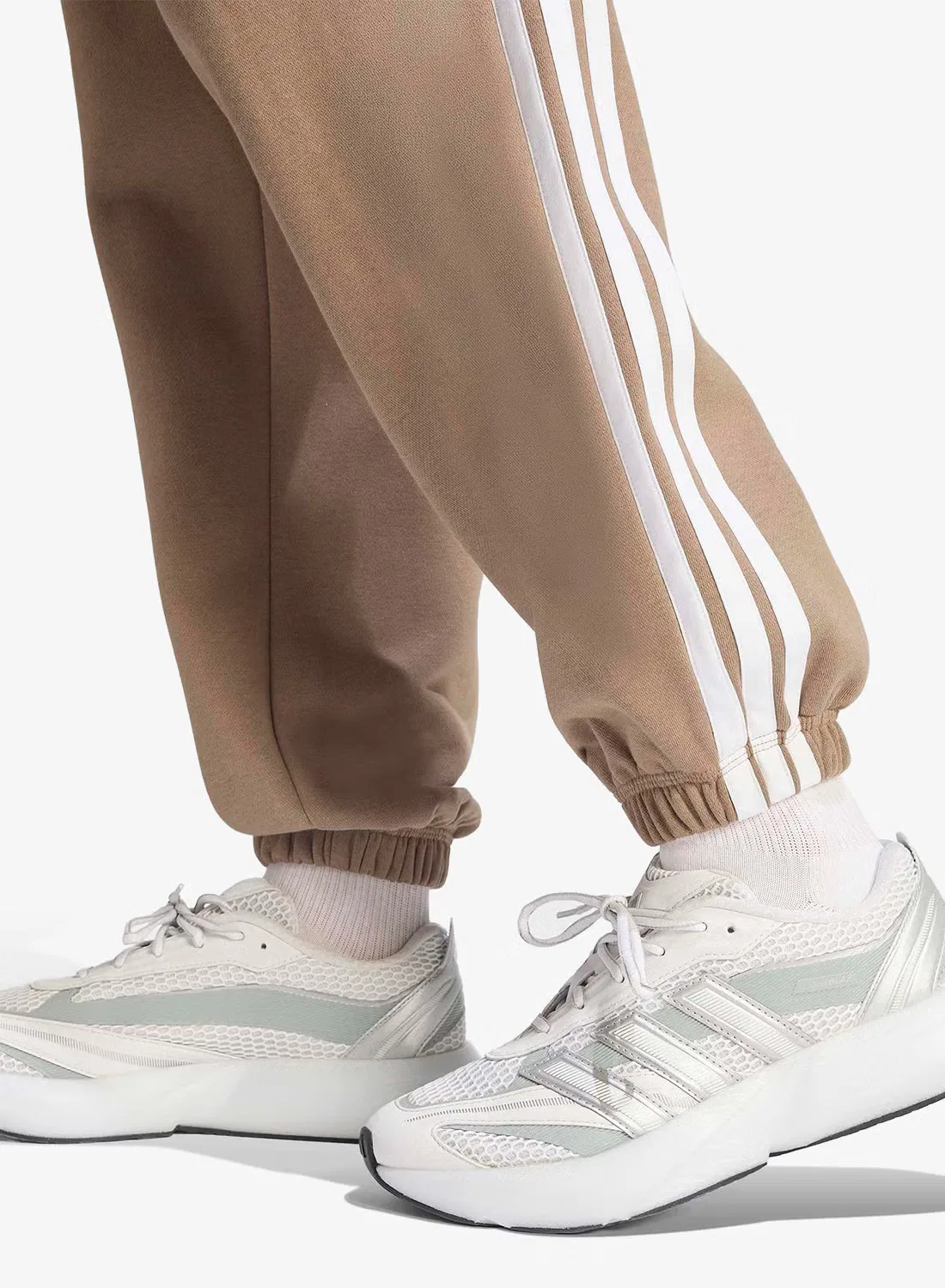 Штаны из футера с логотипом 3-Stripes Adidas, хаки — фото 4