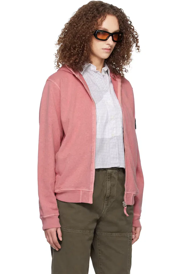 Розовое худи 6100032 Malfilé Fleece Old Effect Stone Island — фото 2