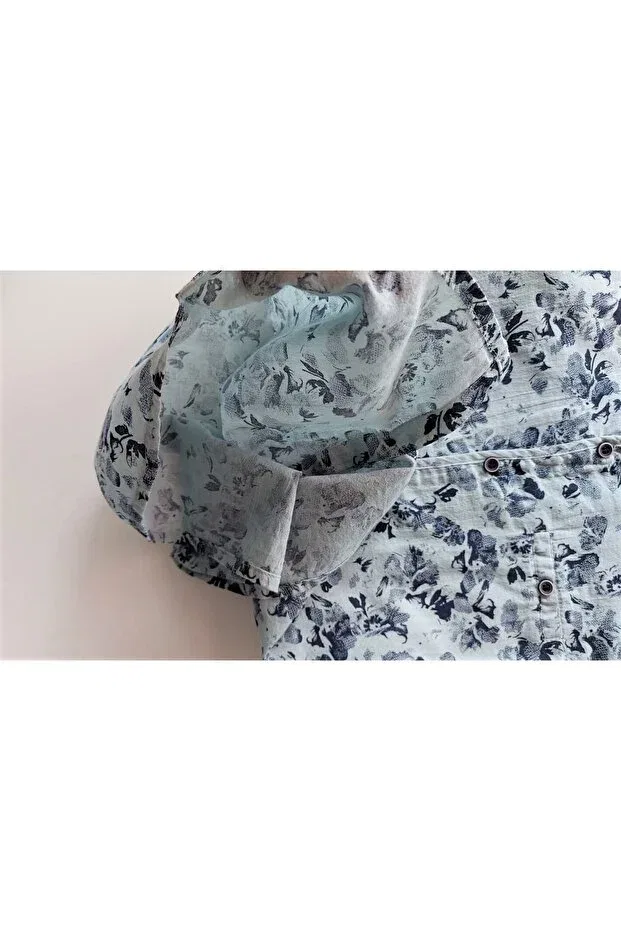 Детская рубашка для мальчиков с принтом Leaf Patterned Nanica Kids, Blue — фото 3