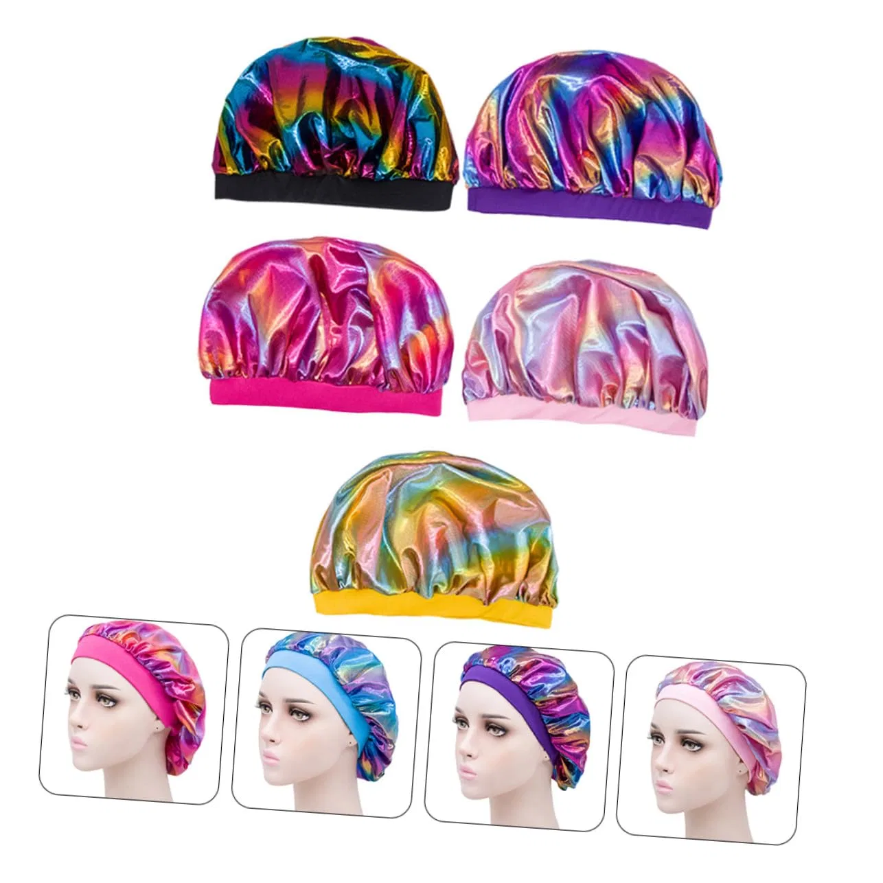 Шапочка для душа, набор 5 шт, Polyester, мультиколор Decornijia — фото 3