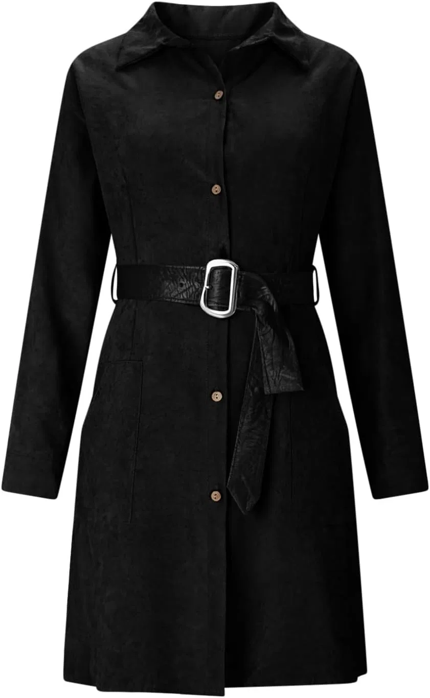 Женское повседневное платье мини с длинным рукавом, Black — фото 4