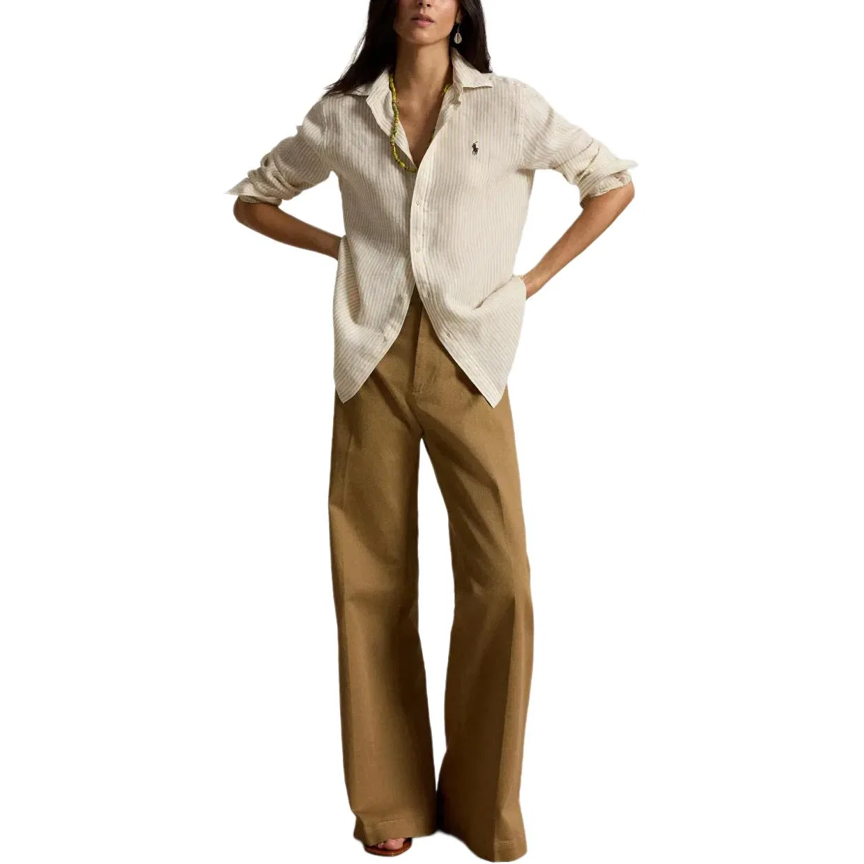 Женская рубашка прямой посадки с лацканами Sand Dune Brown Polo Ralph Lauren, Sand Dune Brown — фото 4