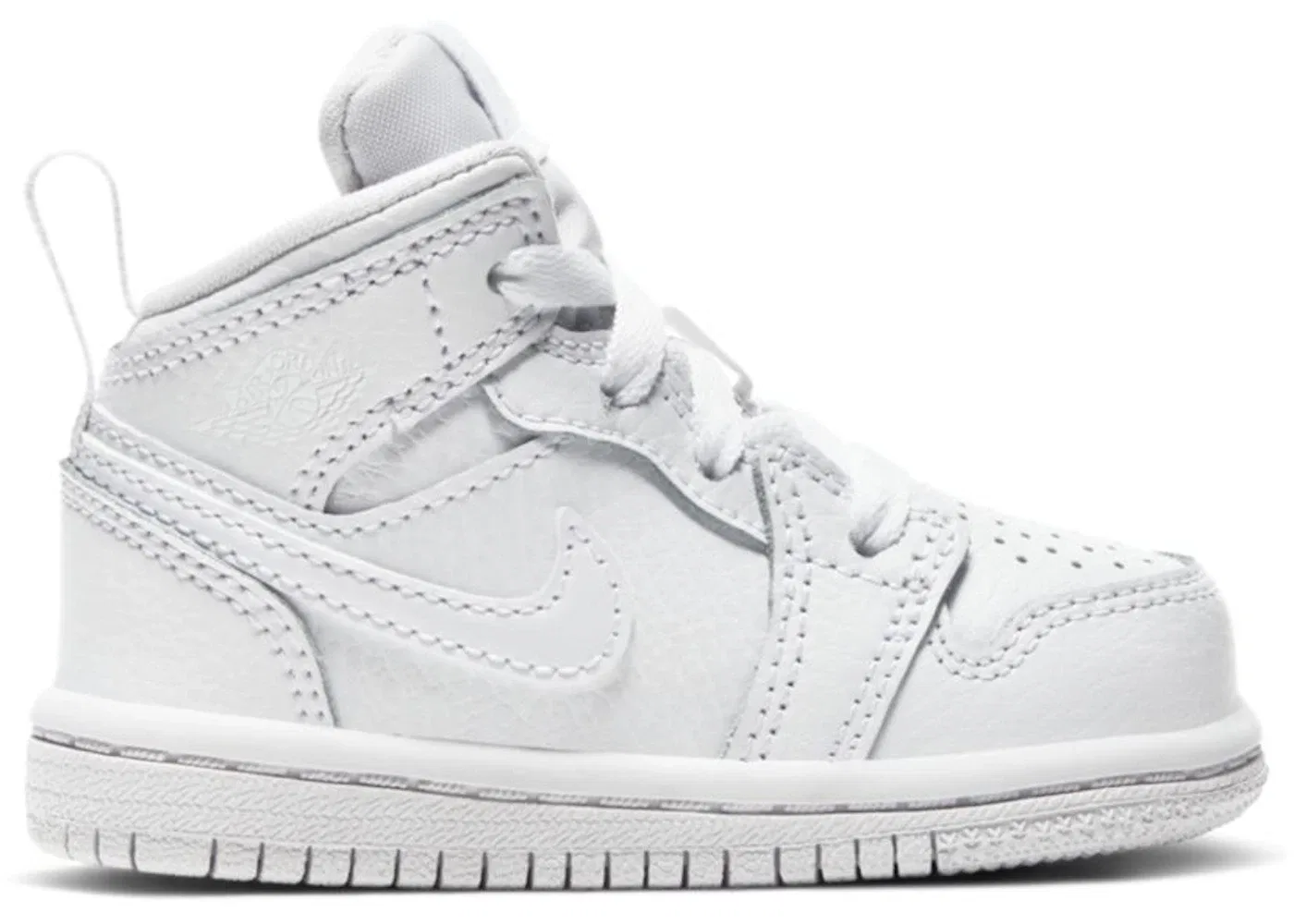 Детские кроссовки кожаные Jordan 1 Mid Jordan, White/White/White