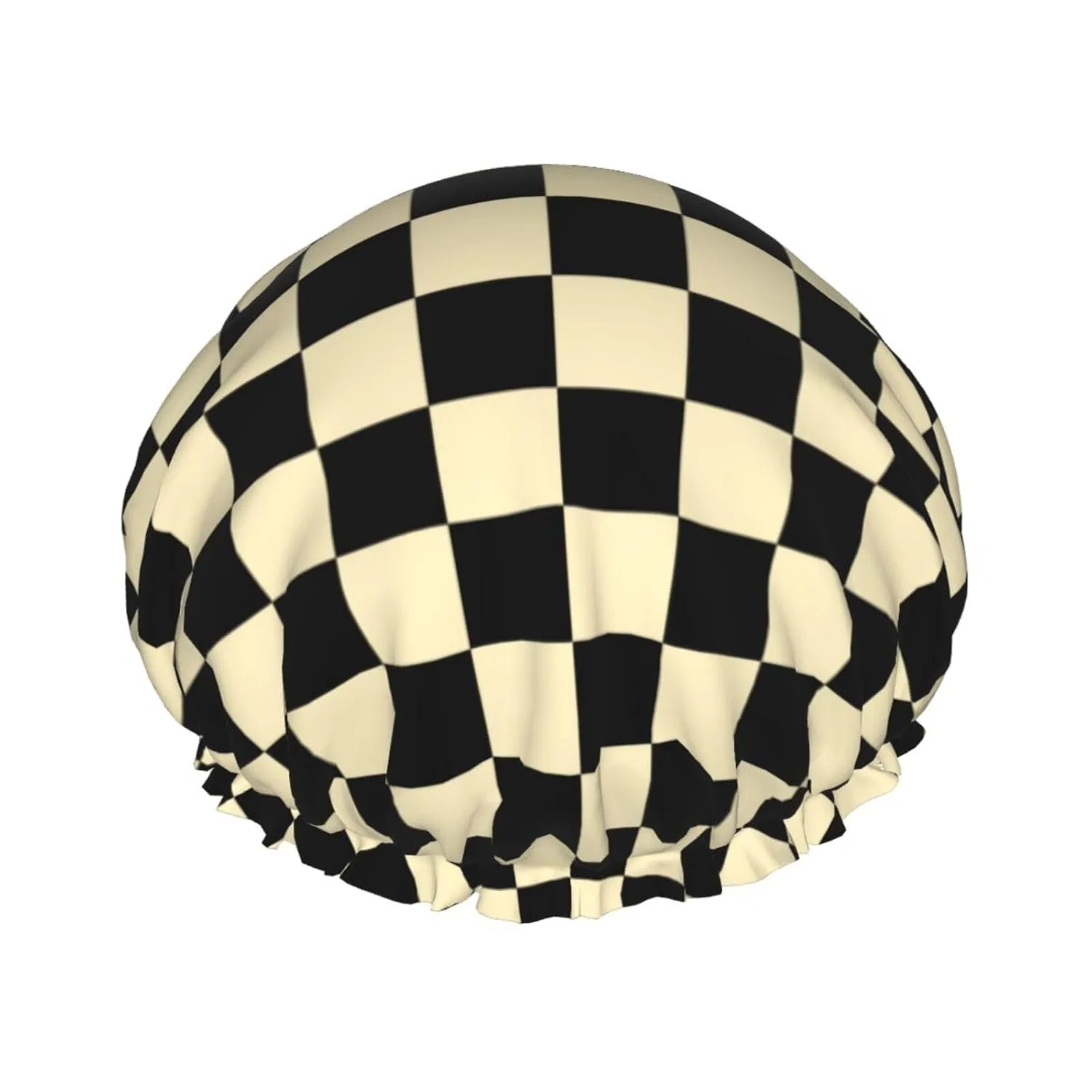 Двухслойная шапочка для душа, GVYGVY, Khaki-Black Checkered