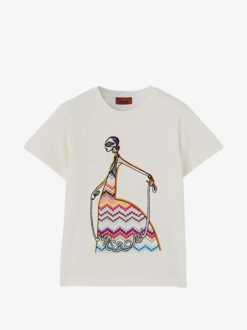 Футболка с вышитым зигзагообразным принтом Missoni Kids, бежевый