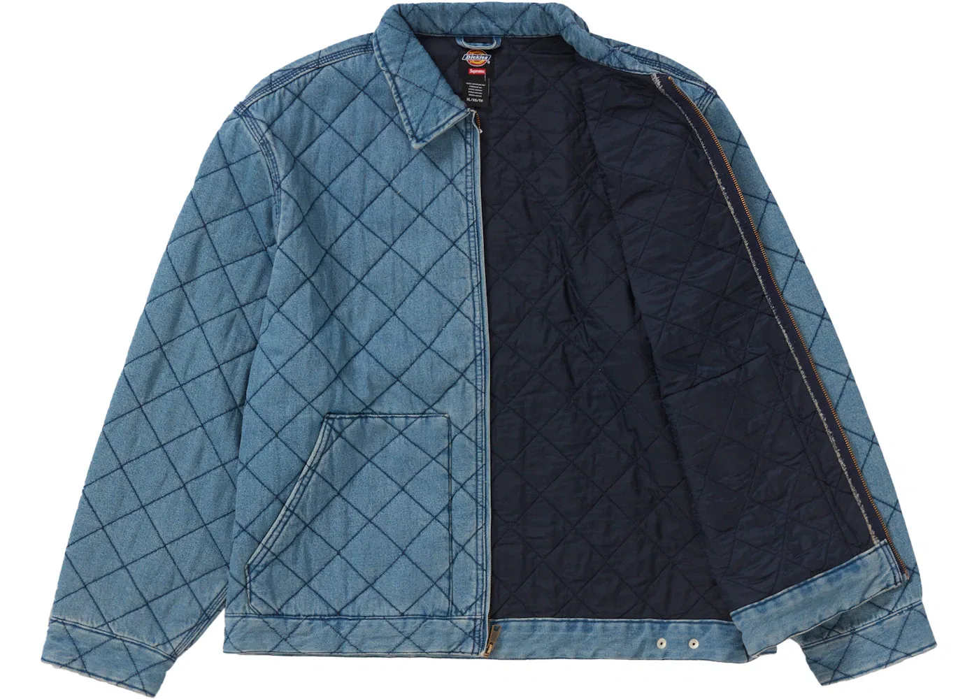 Мужская куртка стеганая джинсовая Supreme Dickies, Denim — фото 2