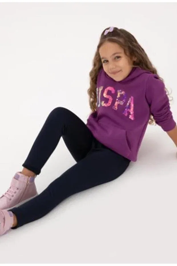 Детское худи для девочек базовое U.S. Polo Assn., Violet — фото 2