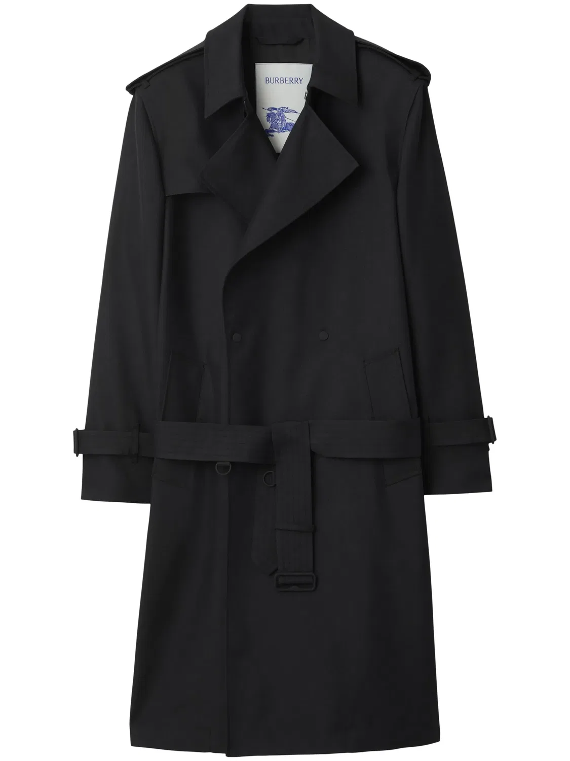 Burberry Черное двубортное тренч-пальто с поясом