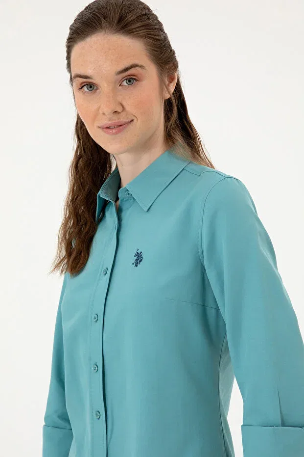Женская рубашка с длинным рукавом U.S. Polo Assn., Dark Mint — фото 2