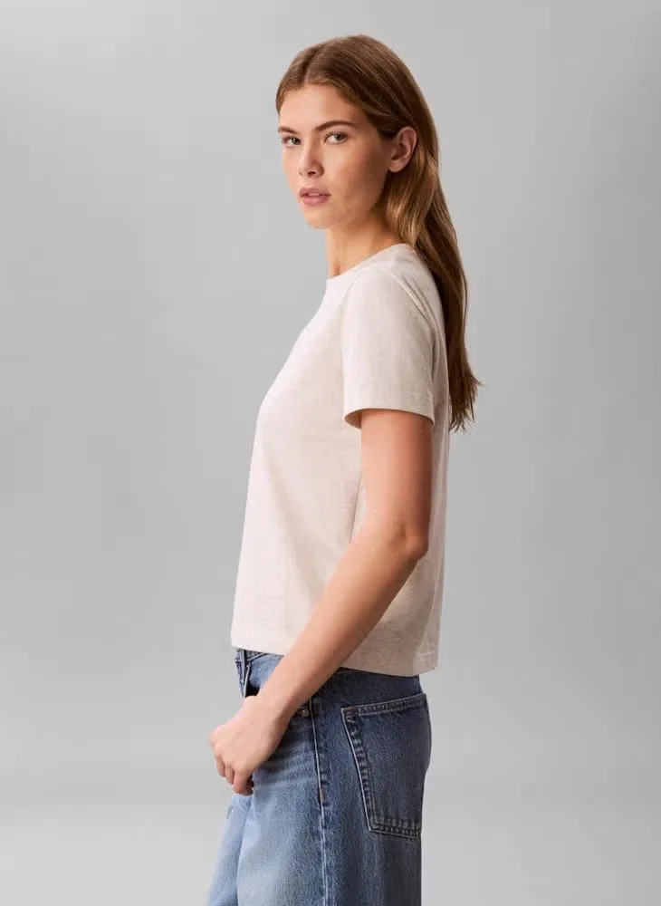 Футболка классическая с логотипом Calvin Klein, серая — фото 3
