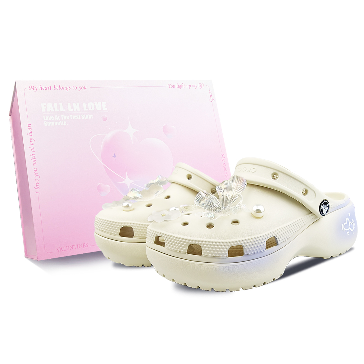 Crocs Классические платформенные клоги BNK Taro Purple Sauce женские костяного белого цвета, коробка Taro Purple Sauce Sweet Box, цвет Taro Purple Sauce-Sweet Box